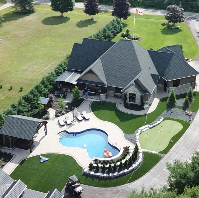 Rear-yard landscape synthetic turf project